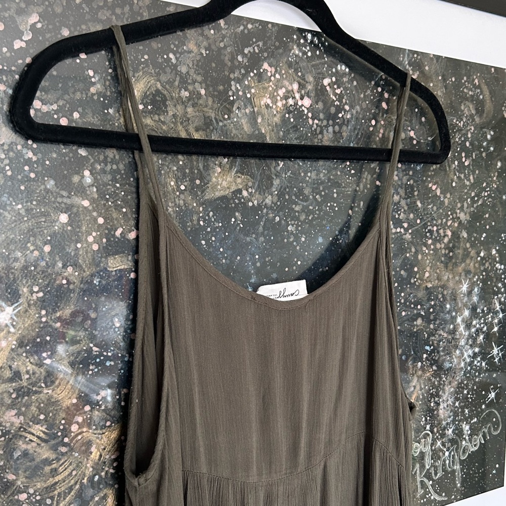Carly Jean Long Tiered Olive Dress